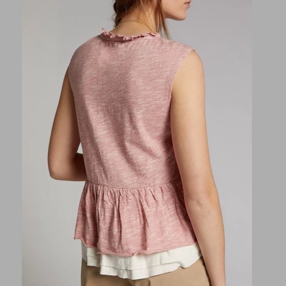 NWT Anthropologie Pilcro Ruffle Babydoll Tank Top Rose Size M - Picture 4 of 11